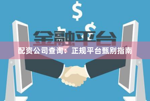 配资公司查询：正规平台甄别指南